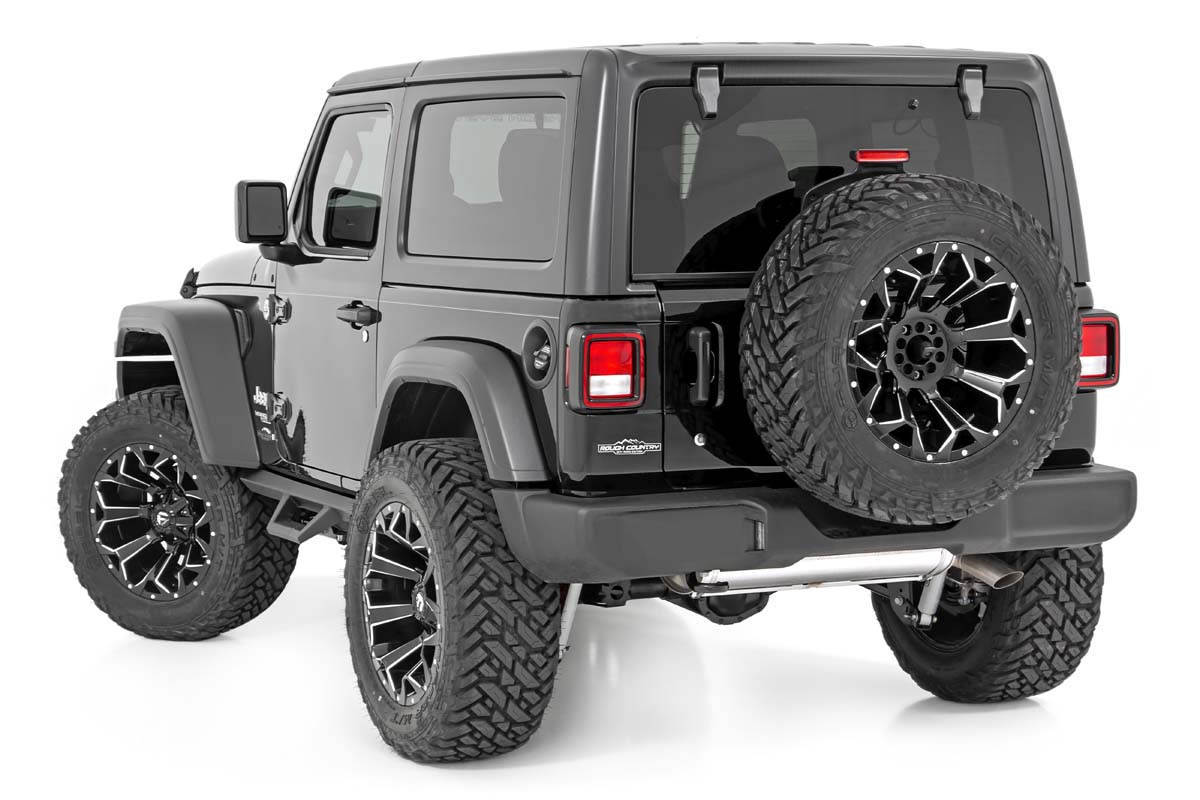 Jeep Wrangler Contoured Drop Steps - Rough Country - Drop step design - Textured Black - '18-'25